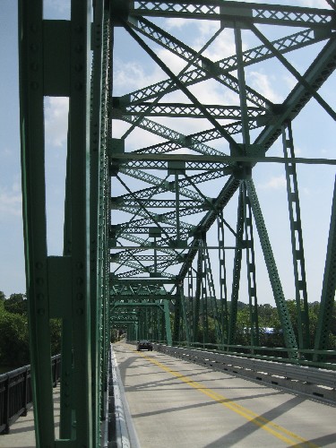 Inside the truss bridge, looking east toward Milford